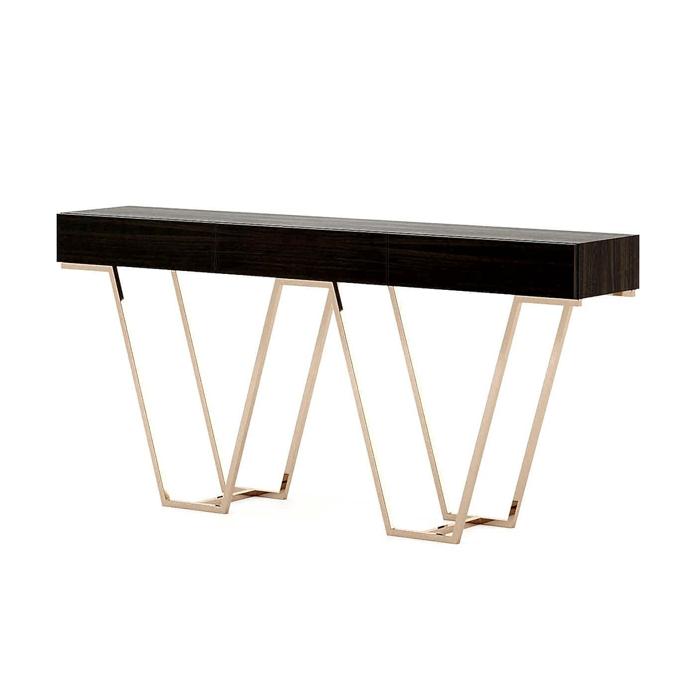 Contemporary sideboard table / lacquered wood / metal / rectangular