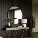 Contemporary sideboard table / lacquered wood / metal base / rectangular