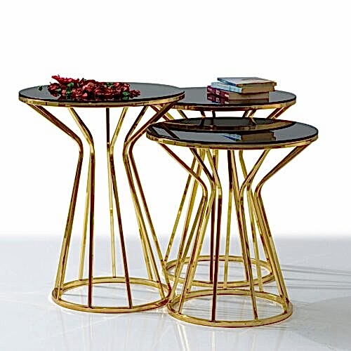 Kum Saati Pirinç Gold Zigon Sehpa (Z-301)