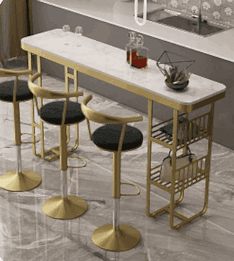 Luxury Pirinç Detaylı Mermer Bar Masası(BM-011)