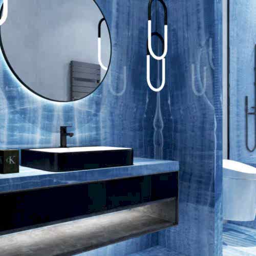 Blue Onyx Marmicera Porselen Tezgah Uygulaması (PTU-0104)