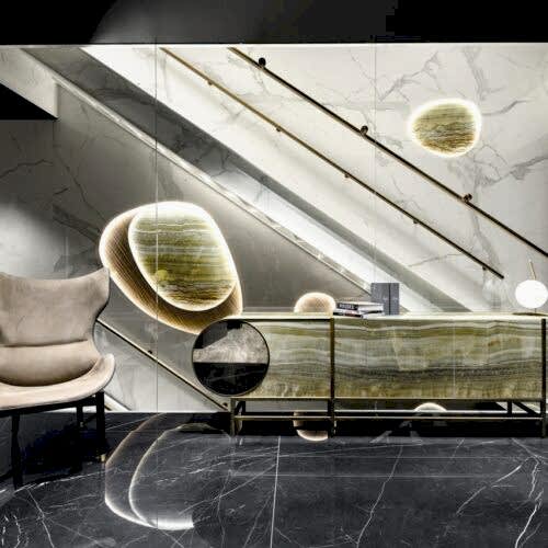 Dark Marquina Fiandre Porselen Zemin Uygulama (PZ-022)