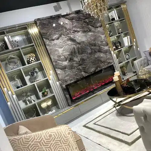 sophia şömineli ahşap tv ünitesi modelleri
